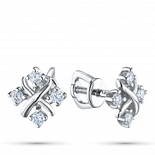 Sterling Silver Earring Studs with 8 Round-Cut Lab-Created Diamonds 0.304 CT.TW