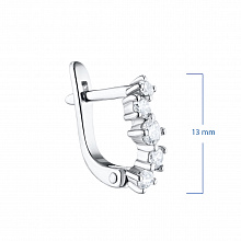 Sterling Silver Earrings with 10 Round-Cut Lab-Created Diamonds 0.571 CT.TW