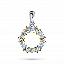 14K White and Yellow Gold Pendant with 12 Round-Cut Lab-Created Diamonds 0.117 CT.TW