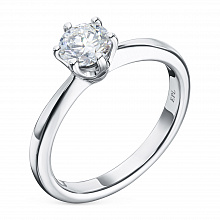 14K White Gold Ring with 1 Round-Cut Lab-Created Diamond 0.452 CT.TW