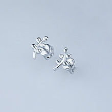 Sterling Silver Earring Studs with 2 Round-Cut Diamonds 0.01 CT.TW