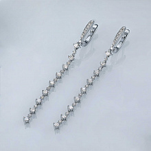14K White Gold Earrings with 48 Round-Cut Lab-Created Diamonds 1.057 CT.TW