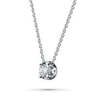 14K White Gold Necklace with 1 Round-Cut Lab-Created Diamond 0.78 CT.TW - изображение 2