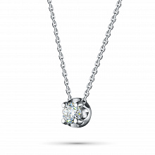 14K White Gold Necklace with 1 Round-Cut Lab-Created Diamond 0.73 CT.TW