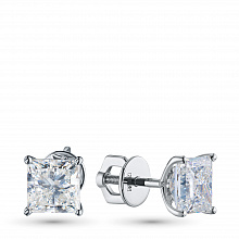 14K White Gold Earring Studs with 2 Princess-Cut Lab-Created Diamonds 4.094 CT.TW