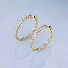 14K Yellow Gold Earrings with 54 Round-Cut Lab-Created Diamonds 2.729 CT.TW