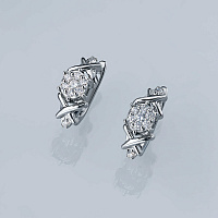 Sterling Silver Earrings with 18 Round-Cut Lab-Created Diamonds 0.291 CT.TW - изображение 4