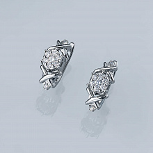 Sterling Silver Earrings with 18 Round-Cut Lab-Created Diamonds 0.307 CT.TW