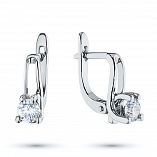 14K White Gold Earrings with 2 Round-Cut Lab-Created Diamonds 1.024 CT.TW