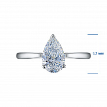 14K White Gold Ring with 1 Pear-Cut Lab-Created Diamond 1.048 CT.TW