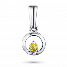 Sterling Silver Pendant with 1 Round-Cut Lab-Created Diamond 0.065 CT.TW