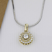 14K Yellow Gold Pendant with 33 Round-Cut Lab-Created Diamonds 0.745 CT.TW