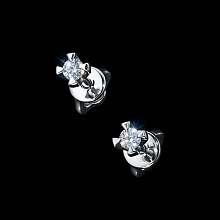 Sterling Silver Earring Studs with 2 Round-Cut Lab-Created Diamonds 0.236 CT.TW
