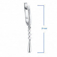 Sterling Silver Earrings with 6 Round-Cut Diamonds 0.117 CT.TW