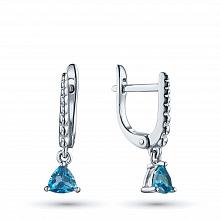 Sterling Silver Earrings with 2 -Cut Topazes 1.114 CT.TW