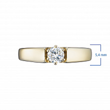 14K Yellow Gold Ring with 1 Round-Cut Lab-Created Diamond 0.916 CT.TW
