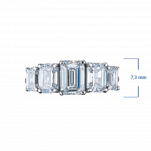 14K White Gold Ring with 5 -Cut Lab-Created Diamonds 3.391 CT.TW