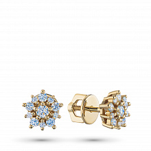 14K Yellow Gold Earring Studs with 22 Round-Cut Lab-Created Diamonds 0.521 CT.TW
