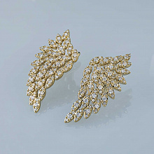 14K Yellow Gold Earrings with 162 Round-Cut Lab-Created Diamonds 1.766 CT.TW