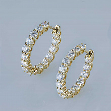 14K Yellow Gold Earrings with 30 Round-Cut Lab-Created Diamonds 4.478 CT.TW