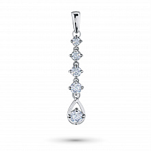 14K White Gold Pendant with 5 Round-Cut Lab-Created Diamonds 0.618 CT.TW