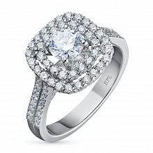 14K White Gold Ring with 99 Round-Cut Lab-Created Diamonds 1.462 CT.TW