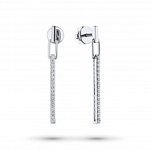 14K White Gold Earring Studs with 34 Round-Cut Lab-Created Diamonds 0.419 CT.TW