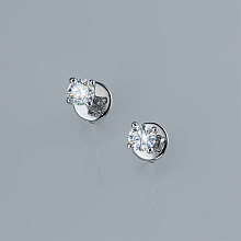 14K White Gold Earring Studs with 2 Round-Cut Lab-Created Diamonds 0.72 CT.TW