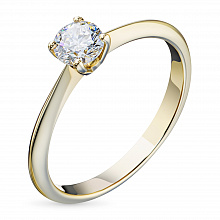 Yellow Gold Ring with 1 Round-Cut Diamond 0.37 CT.TW