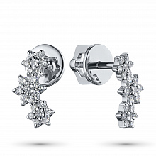 Sterling Silver Earring Studs with 42 Round-Cut Lab-Created Diamonds 0.364 CT.TW