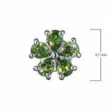 Sterling Silver Earring Studs with 10 Pear-Cut Chromdiopsides 1.615 CT.TW