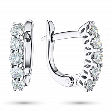 14K White Gold Earrings with 10 Round-Cut Lab-Created Diamonds 0.847 CT.TW