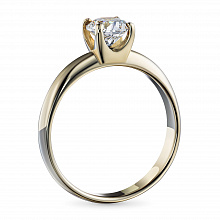 Yellow Gold Ring with 1 Round-Cut Diamond 0.71 CT.TW