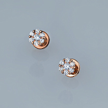 14K Rose Gold Earring Studs with 14 Round-Cut Lab-Created Diamonds 0.321 CT.TW