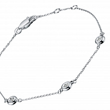 14K White Gold Bracelet with 3 Round-Cut Lab-Created Diamonds 0.158 CT.TW