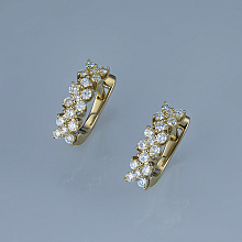 14K Yellow Gold Earrings with 34 Round-Cut Lab-Created Diamonds 0.676 CT.TW