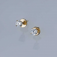 14K Yellow Gold Earring Studs with 2 Round-Cut Lab-Created Diamonds 0.645 CT.TW