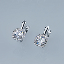 White Gold Earrings with 34 Round-Cut Lab-Created Diamonds 3.7 CT.TW