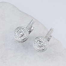 14K White Gold Earrings with 90 Round-Cut Lab-Created Diamonds 1.382 CT.TW