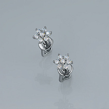 Sterling Silver Earring Studs with 14 Round-Cut Lab-Created Diamonds 0.239 CT.TW