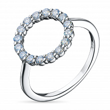 Sterling Silver Ring with 16 Round-Cut Lab-Created Diamonds 0.417 CT.TW