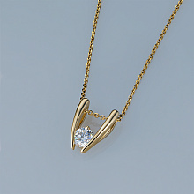 14K Yellow Gold Pendant with 1 Round-Cut Lab-Created Diamond 0.345 CT.TW