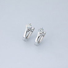 Sterling Silver Earrings with 2 Round-Cut Lab-Created Diamonds 0.47 CT.TW