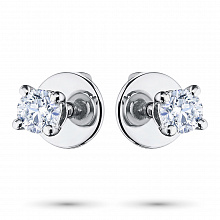 14K White Gold Earring Studs with 30 Round-Cut Lab-Created Diamonds 0.733 CT.TW