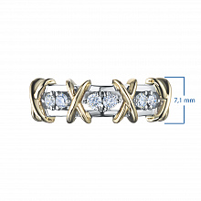 White and Yellow Gold Ring with 6 Round-Cut Diamonds 0.254 CT.TW