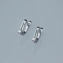Sterling Silver Earrings with 2 Round-Cut Lab-Created Diamonds 0.126 CT.TW