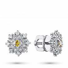 14K White Gold Earring Studs with 34 Round-Cut Lab-Created Diamonds 0.422 CT.TW