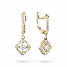 14K Yellow Gold Earrings with 54 Round-Cut Lab-Created Diamonds 0.786 CT.TW