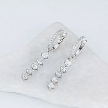 Sterling Silver Earrings with 34 Round-Cut Lab-Created Diamonds 1.297 CT.TW