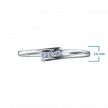 Sterling Silver Ring with 3 Round-Cut Lab-Created Diamonds 0.064 CT.TW
